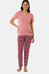 Amante Cotton Elastane Loungewear Bottom - Burgundy Coffee Print — thumbnail 5